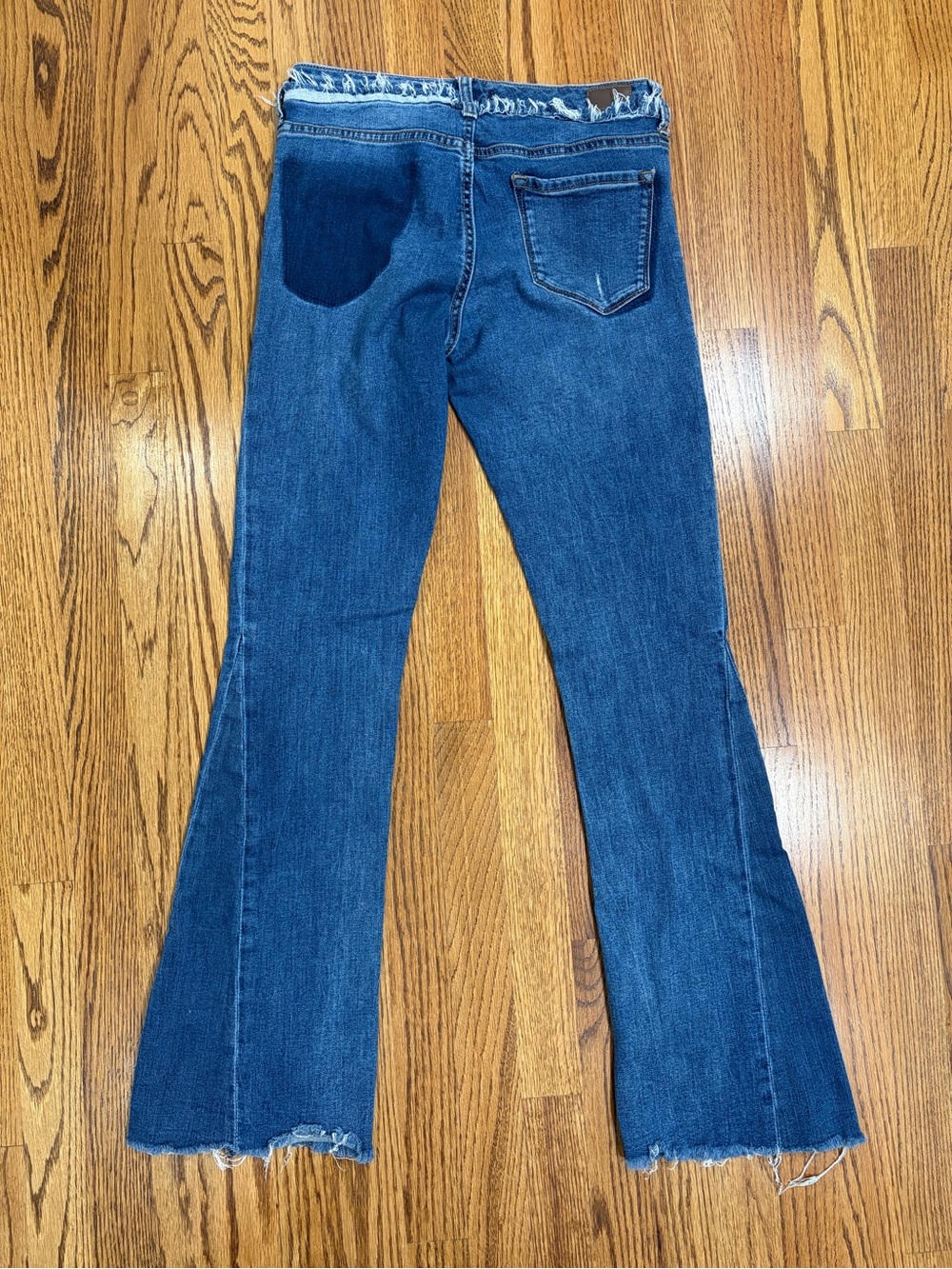 Dear John Distressed Frayed Waistband & Hem Flare Denim Blue Jeans (28) - Picture 2 of 7